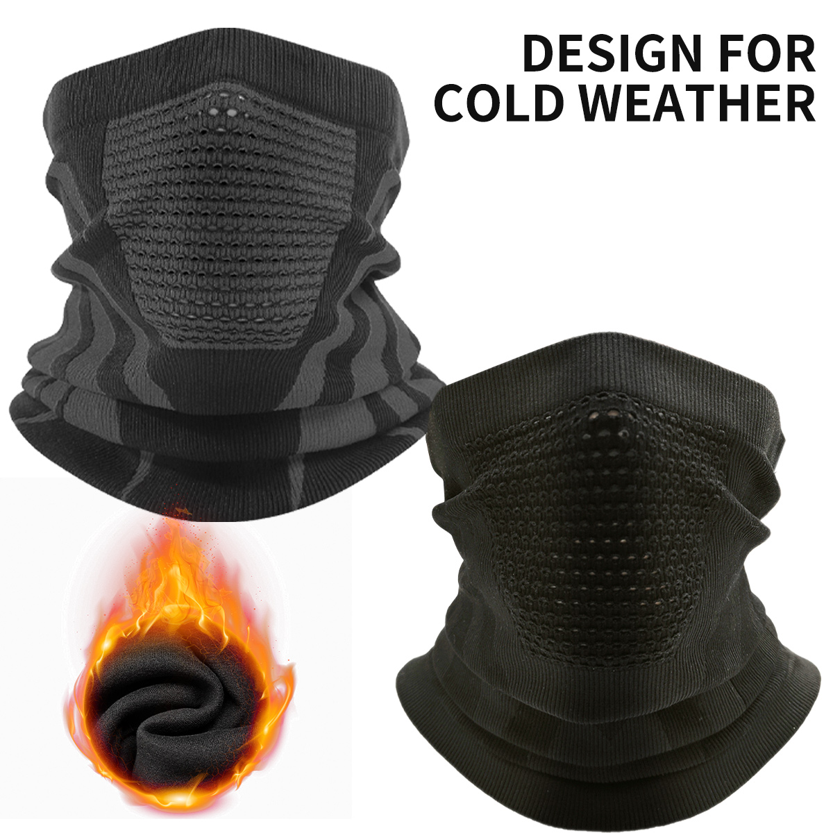 Neck Gaiter Fleece - ผ้าคลุมหน้ากันหนาวแบบเต็มหน้า ผ้าฟลีซอุ่นสบาย ใช้ได้ทั้งชายและหญิง เหมาะสำหรับเล่นกีฬาฤดูหนาว ปิดคลุมใบหน้าและคอ ป้องกันความหนาวเย็น