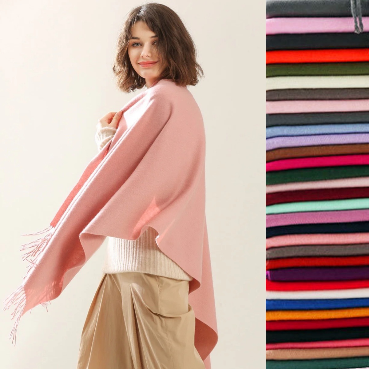 Cashmere Pashmina Wrap - 36 สีบางเลียนแบบแคชเมียร์ผู้หญิงผ้าพันคอผ้าคลุมไหล่ Lady Designer Solid Hijab