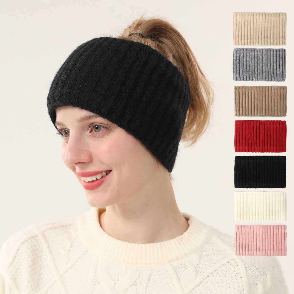 Winter Headband Fleece - ที่คาดผมถักนิตติ้งน่ารัก บุด้วยผ้าฟลีซขนนุ่ม ที่คาดผมยืดหยุ่นสำหรับฤดูหนาว ป้องกันลม ขนฟู สีพื้น