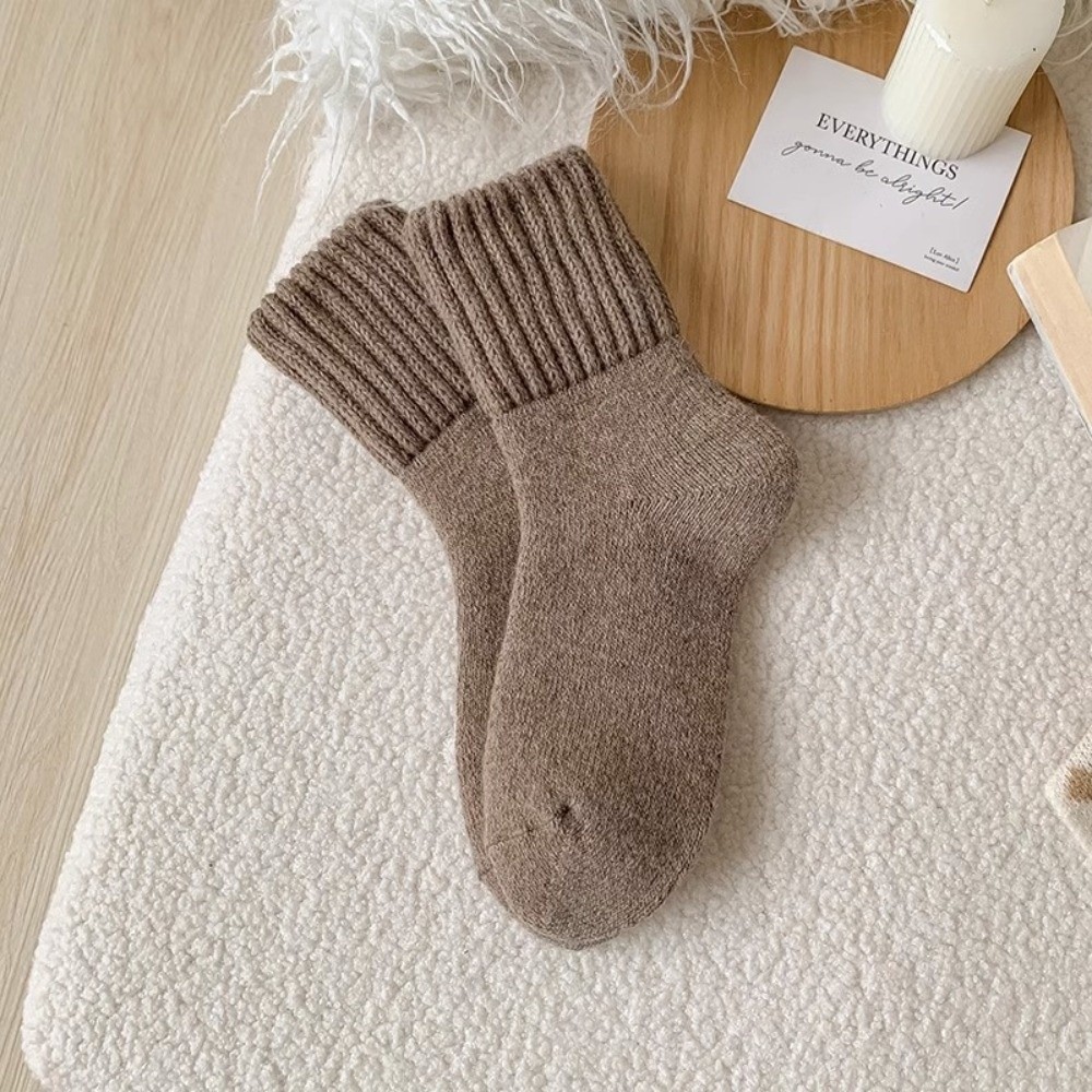 Thermal Sock Wool - ถุงเท้าขนสัตว์หนาสีพื้นแบบสร้างสรรค์ ถุงเท้าฤดูหนาวหนาพิเศษ สวมใส่สบาย ป้องกันความหนาว ถุงเท้ากันความร้อน สวมใส่สบายๆ