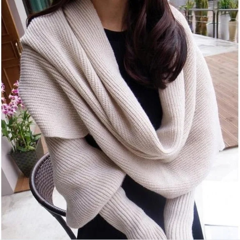 Wool Scarf Men - SupSindy ผ้าพันคอขนสัตว์ผู้หญิงสไตล์ยุโรปและอเมริกัน, ผ้าพันคอขนสัตว์สำหรับผู้ชายและผู้หญิงมีแขนถักผ้าพันคออบอุ่นหิมะหนา