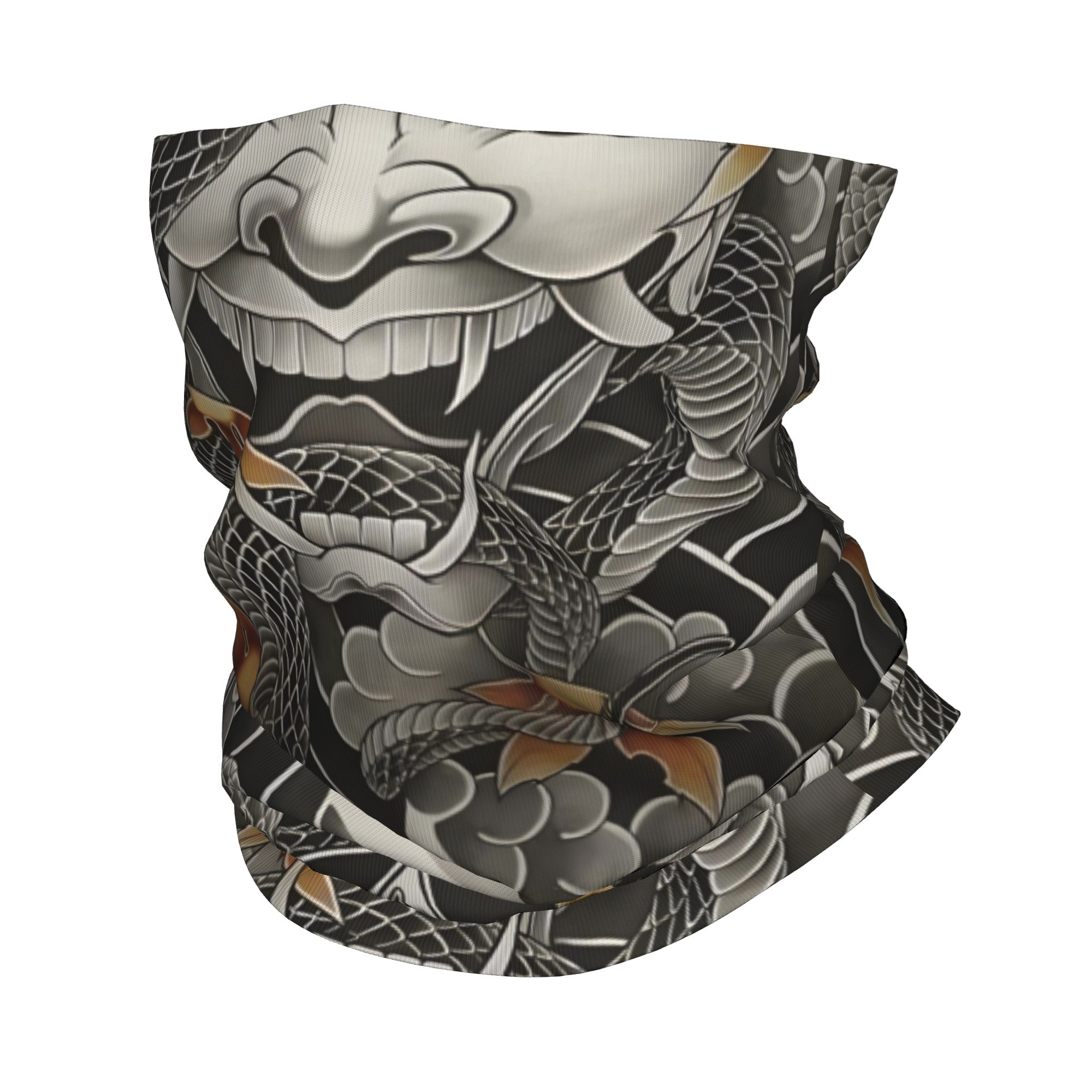 Neck Gaiter Fleece - ผ้าพันคอแบบสวมศีรษะลายซามูไร โอนิ ปีศาจ สำหรับผู้ชายและผู้หญิง ใช้ในฤดูหนาว สำหรับเล่นสกี