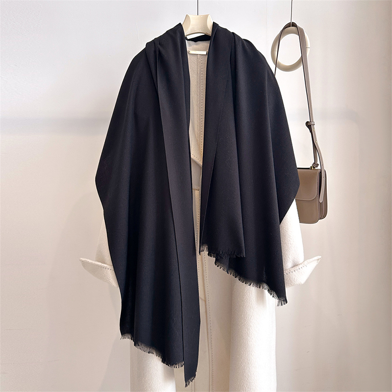 Shawl Wrap Winter - ผ้าพันคอแคชเมียร์ฤดูหนาวสุดหรูสำหรับผู้หญิง ผ้าพันคอไหมพรมสีพื้น ผ้าพันคอพัชมีนาอุ่นๆ ผ้าคลุมไหล่พู่ห้อยระย้า ผ้าพันคอพารีโอเนื้อนุ่ม ผ้าพันคอบูฟันดา
