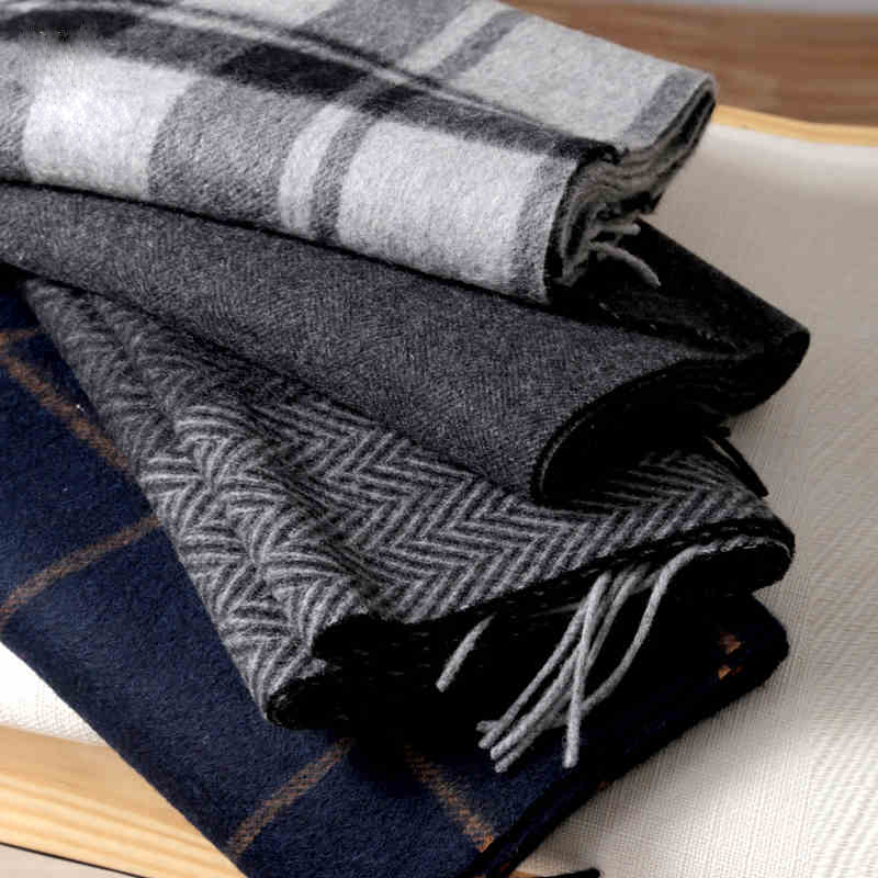 Wool Scarf Men - Pashmina ผ้าพันคอผู้ชายฤดูหนาวลายสก๊อตผ้าพันคอขนสัตว์หรูหราคลาสสิก WARM CASHMERE ฤดูหนาวผ้าพันคอสําหรับชายฤดูหนาวอุปกรณ์เสริม