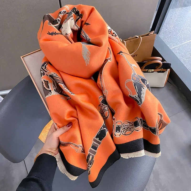 Cashmere Pashmina Wrap - 2024 Luxury WARM Pashminaผ้าคลุมไหล่ผ้าพันคอผู้หญิงหนาฤดูหนาวPoncho CASHMERE Wraps