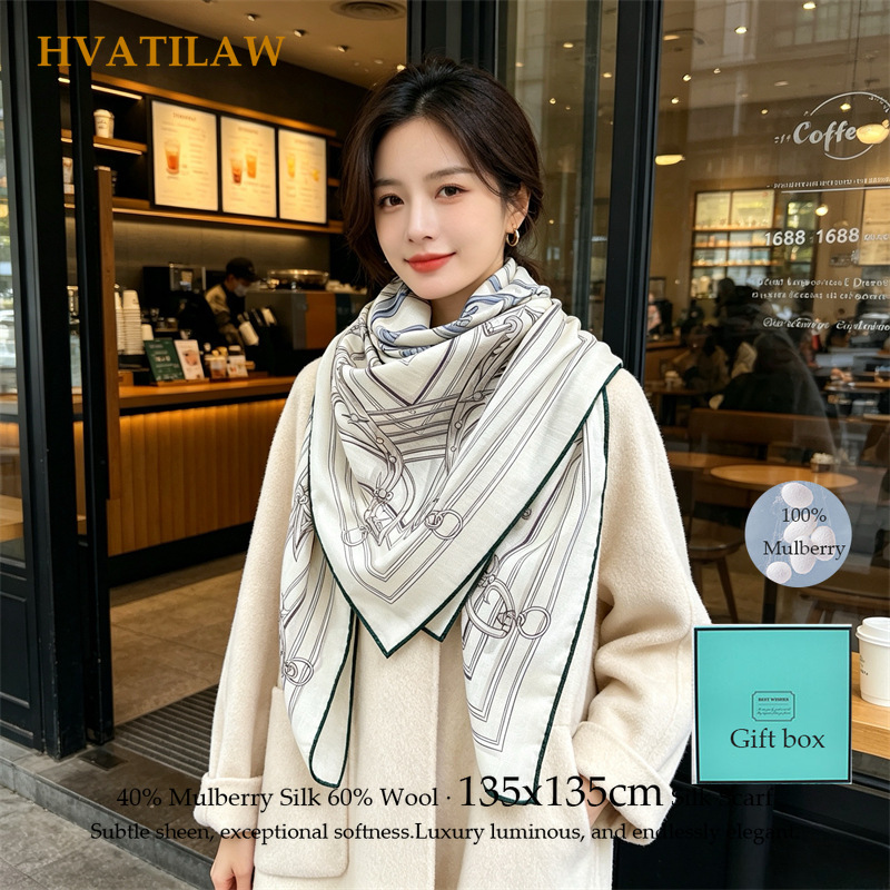 ผ้าพันคอไหมผสมขนสัตว์ 40% 60%  - Shawl Wrap Winter บทวิจารณ์และราคา