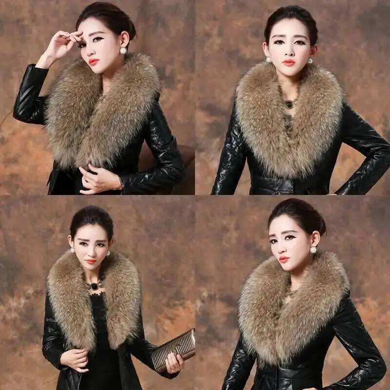 ปกขนแรคคูนธรรมชาติผ้าพันคอขนเฟ - Shawl Wrap Winter บทวิจารณ์และราคา