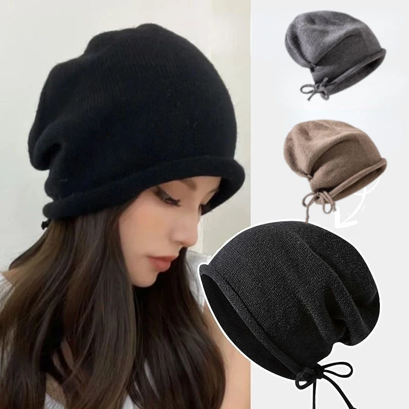 หมวกบีนนี่ถักไหมพรมสำหรับผู้หญ - Knit Beanie Hat Warm บทวิจารณ์และราคา