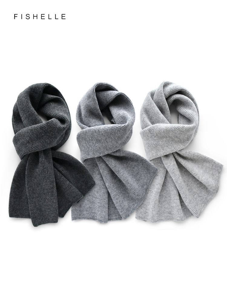 สีเทาสีทึบผ้าพันคอผ้าพันคอฤดูห - Wool Scarf Men บทวิจารณ์และราคา