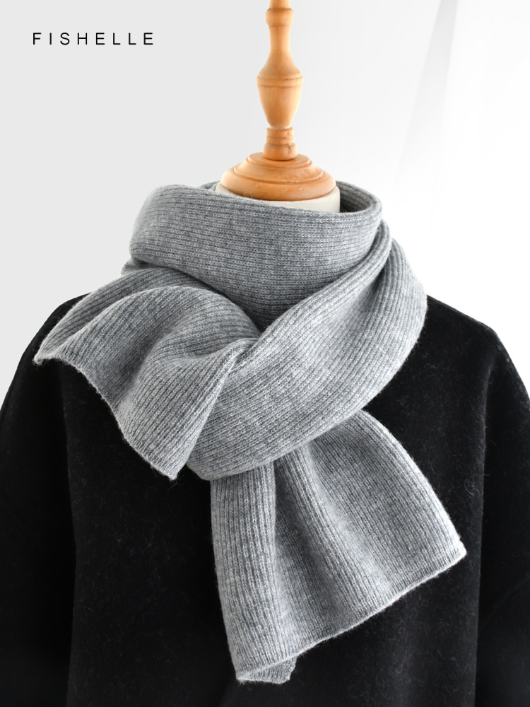 สีเทาสีทึบผ้าพันคอผ้าพันคอฤดูห - Wool Scarf Men บทวิจารณ์และราคา