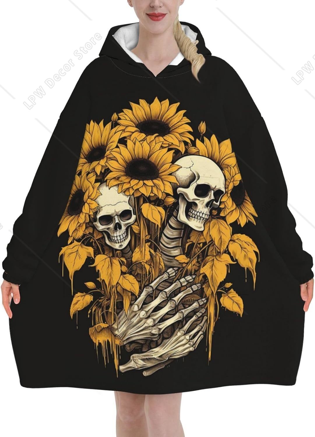 เสื้อฮู้ดผ้าห่มลายดอกไม้ กะโหล - Sherpa Hoodie Fleece บทวิจารณ์และราคา