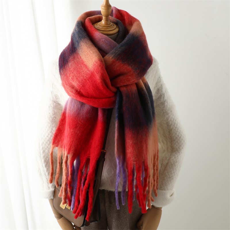 ผ้าพันคอลายตารางสำหรับฤดูใบไม้ - Wool Scarf Men บทวิจารณ์และราคา