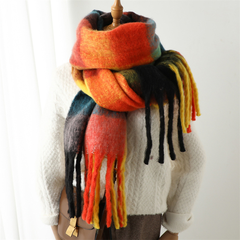 ผ้าพันคอลายตารางสำหรับฤดูใบไม้ - Wool Scarf Men บทวิจารณ์และราคา