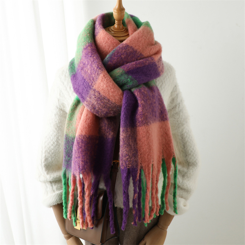 ผ้าพันคอลายตารางสำหรับฤดูใบไม้ - Wool Scarf Men บทวิจารณ์และราคา