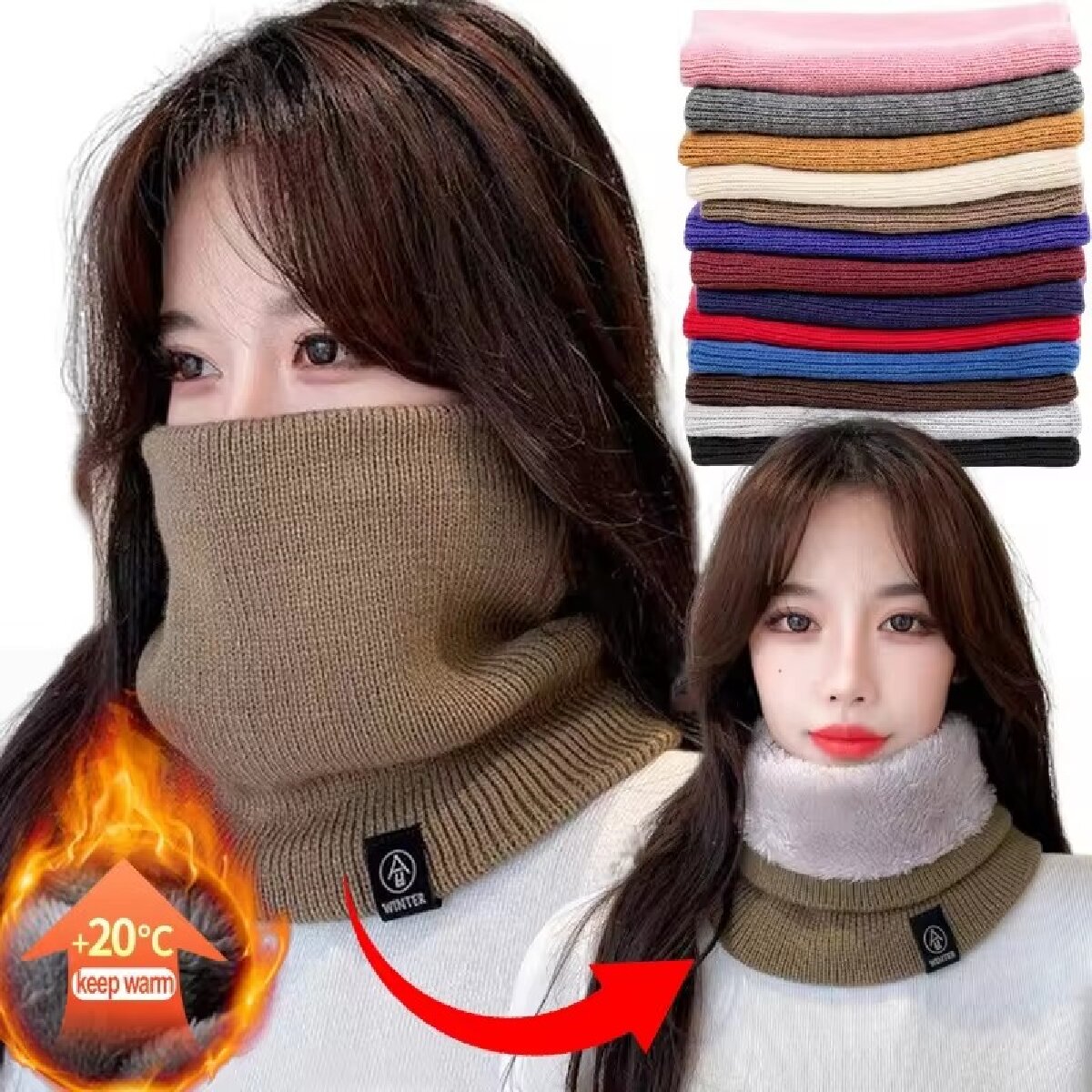 Solid ฤดูหนาว Plush Muffler ถั - Neck Gaiter Fleece บทวิจารณ์และราคา