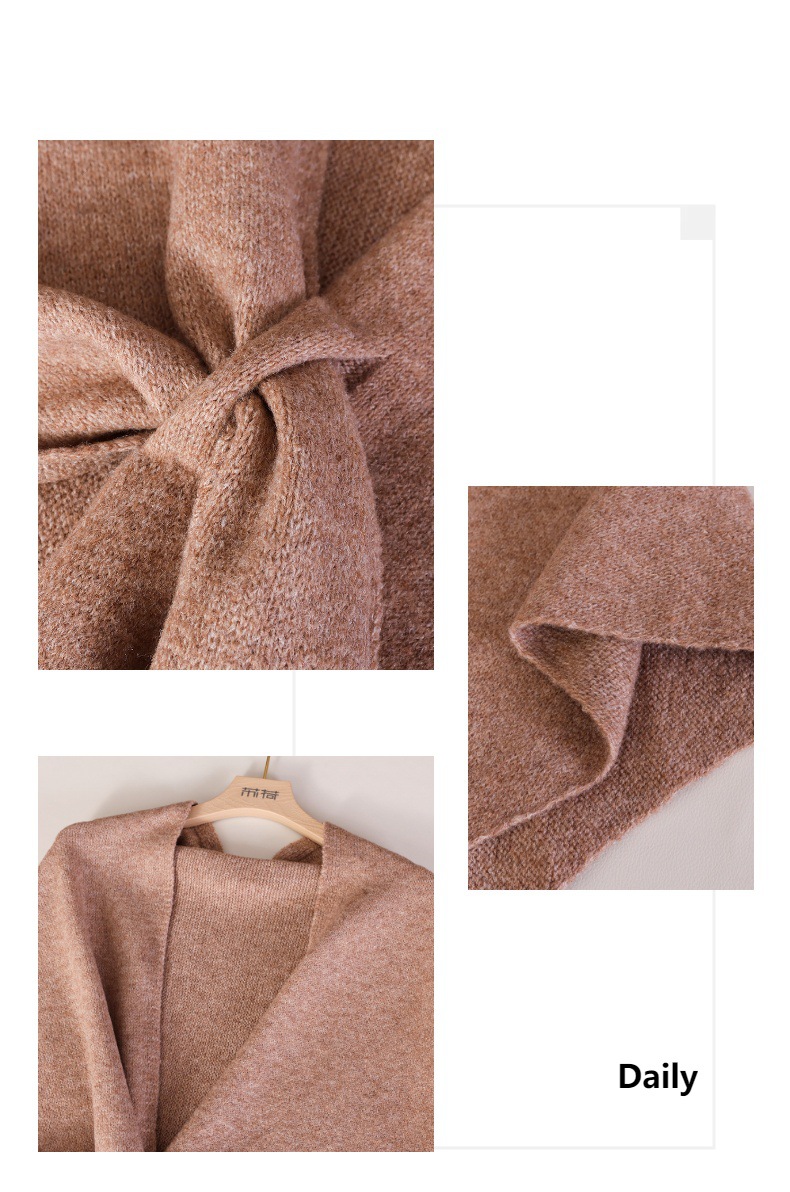 ผ้าคลุมไหล่สามเหลี่ยมถักสีพื้น - Shawl Wrap Winter บทวิจารณ์และราคา