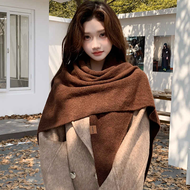 ผ้าคลุมไหล่สามเหลี่ยมถักสีพื้น - Shawl Wrap Winter บทวิจารณ์และราคา